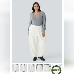 HALARA Off/White Barrel Leg Trousers XL